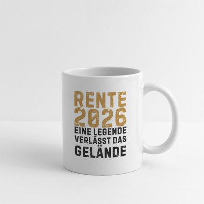 Tasse "Rente 2026 - Eine Legende verlässt das Gelände" - Weiß
