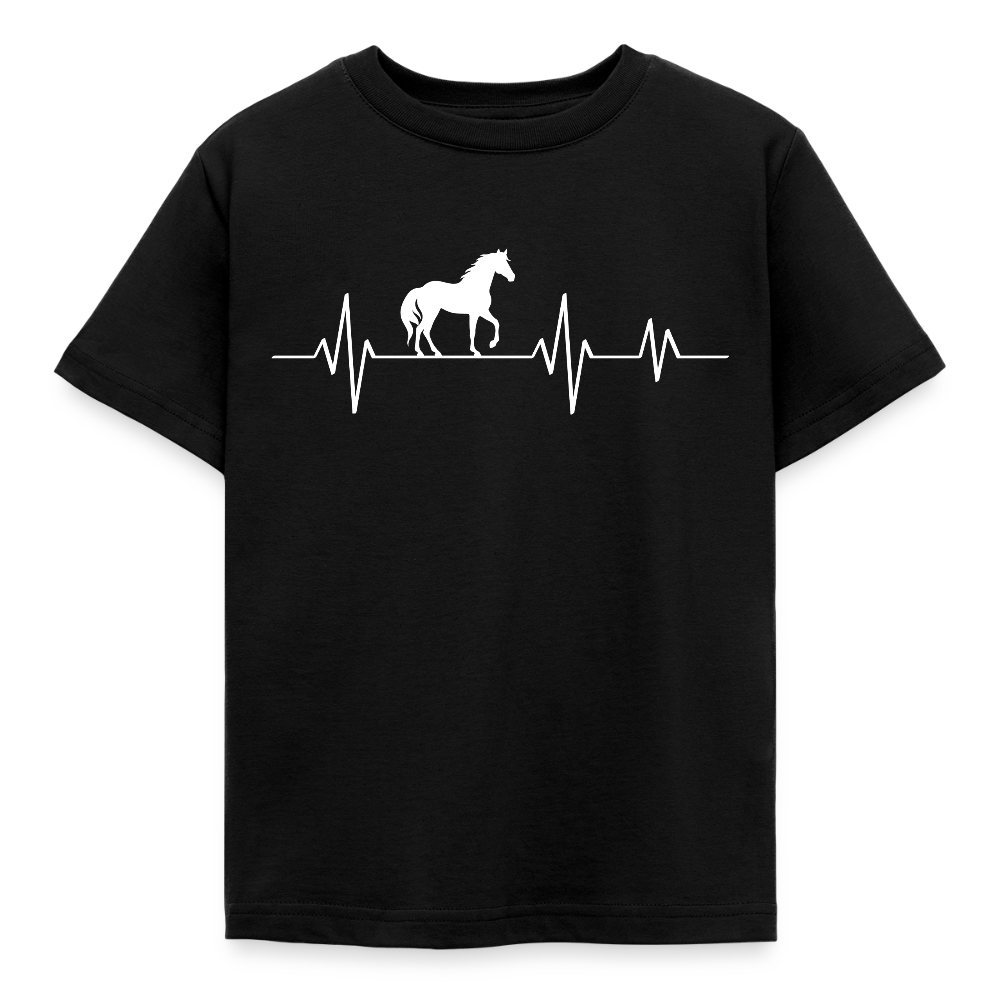Kinder T-Shirt "Pferd im Herzschlag" - Schwarz