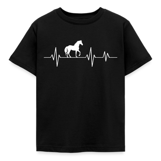 Kinder T-Shirt "Pferd im Herzschlag" - Schwarz