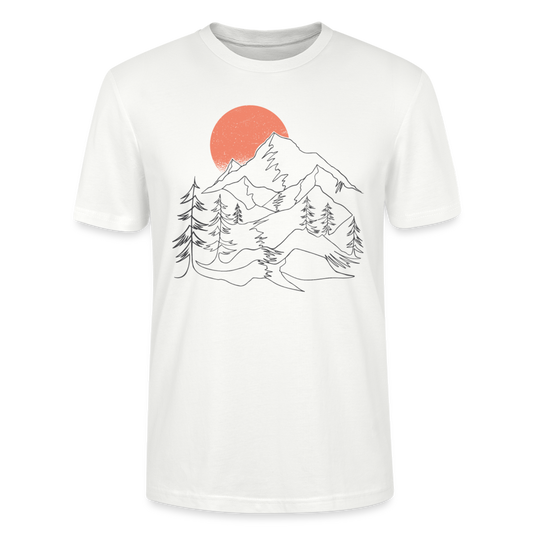 Unisex Bio-T-Shirt "Berge mit Sonnenuntergang" - Weiß