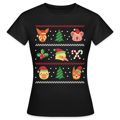 Frauen T-Shirt "Lustige Weihnachtstiere" - Schwarz