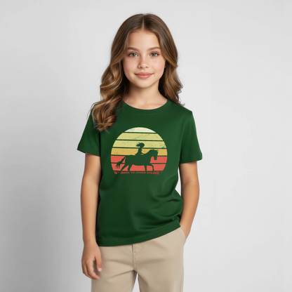 Kinder T-Shirt "Pferd im Retro-Stil" - Forstgrün 