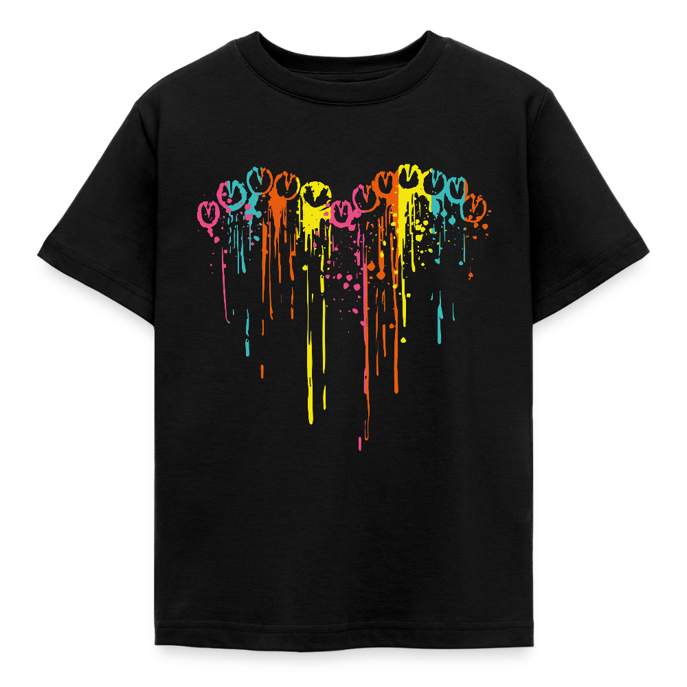 Kinder T-Shirt "Pferde Hufen als Herzmotiv" - Schwarz