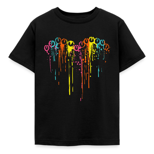 Kinder T-Shirt "Pferde Hufen als Herzmotiv" - Schwarz
