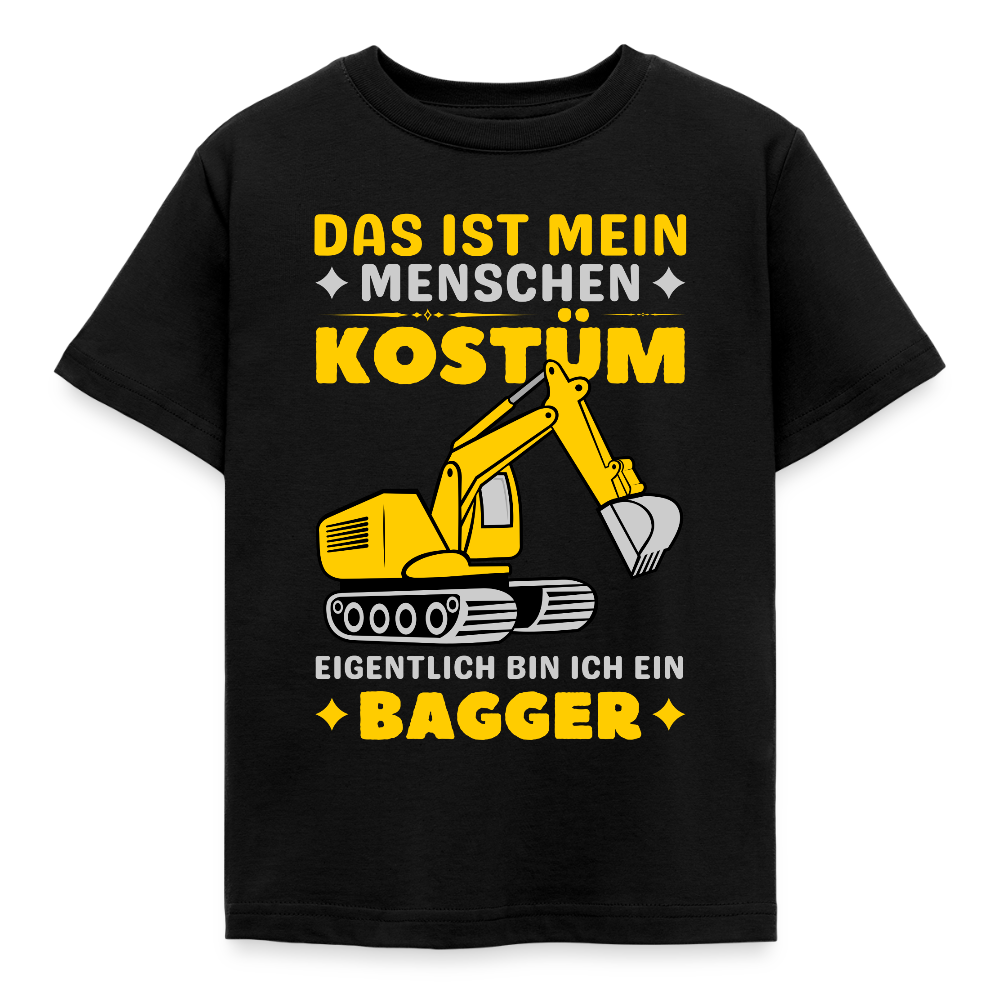 Kinder T-Shirt "Das ist mein Menschen Kostüm, eigentlich bin ich ein Bagger" - Schwarz