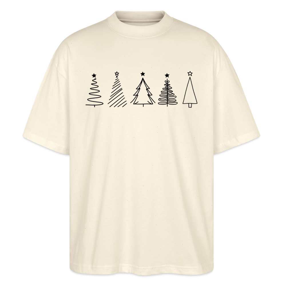 Oversize T-Shirt "Weihnachtsbäume im Handgezeichneten Stil" - Natur
