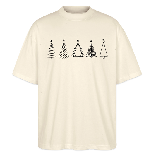 Oversize T-Shirt "Weihnachtsbäume im Handgezeichneten Stil" - Natur