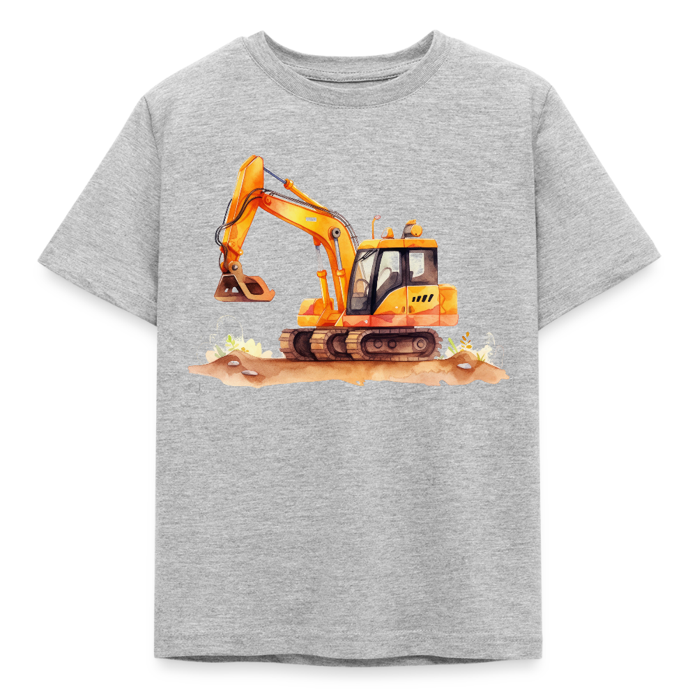 Kinder T-Shirt "Bagger im Wasserfarben-Stil" - Grau meliert