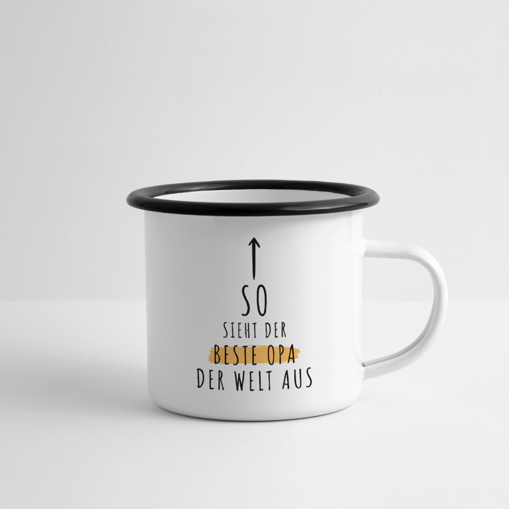 Emaille-Tasse "So sieht der beste Opa der Welt aus" - Weiß/Schwarz