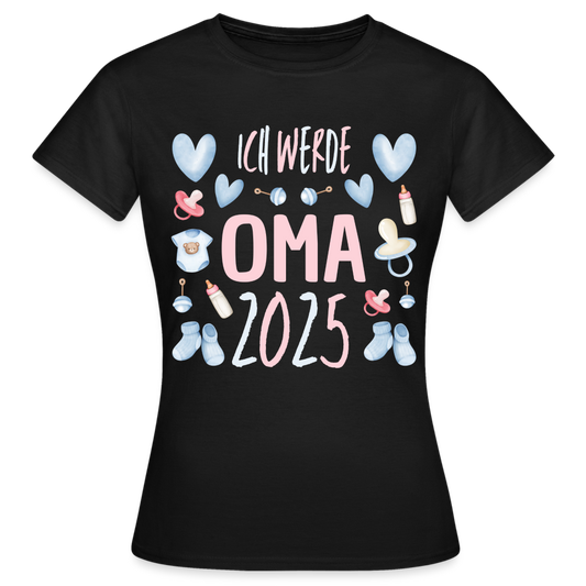 Frauen T-Shirt "Ich werde Oma 2025" - Schwarz