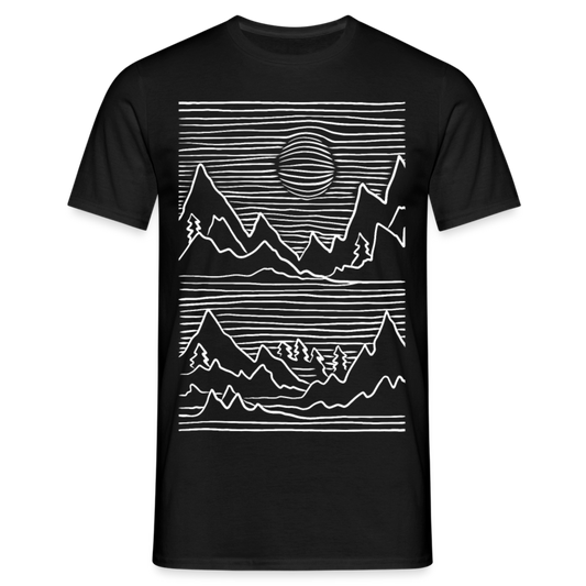 Männer T-Shirt "Linierte Berg-Landschaft" - Schwarz