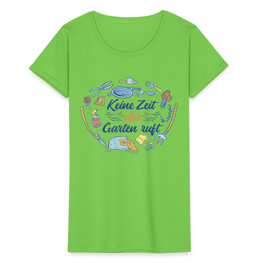 Frauen-T-Shirt "Keine Zeit, der Garten ruft" - Hellgrün