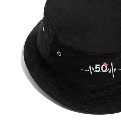 Fischerhut "50 mit rosa Krone" - Schwarz