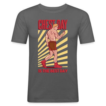 Männer Slim Fit T-Shirt "Chest day is the best day" - Graphite