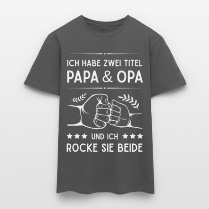 Männer T-Shirt "Ich habe zwei Titel - Papa und Opa" - Anthrazit