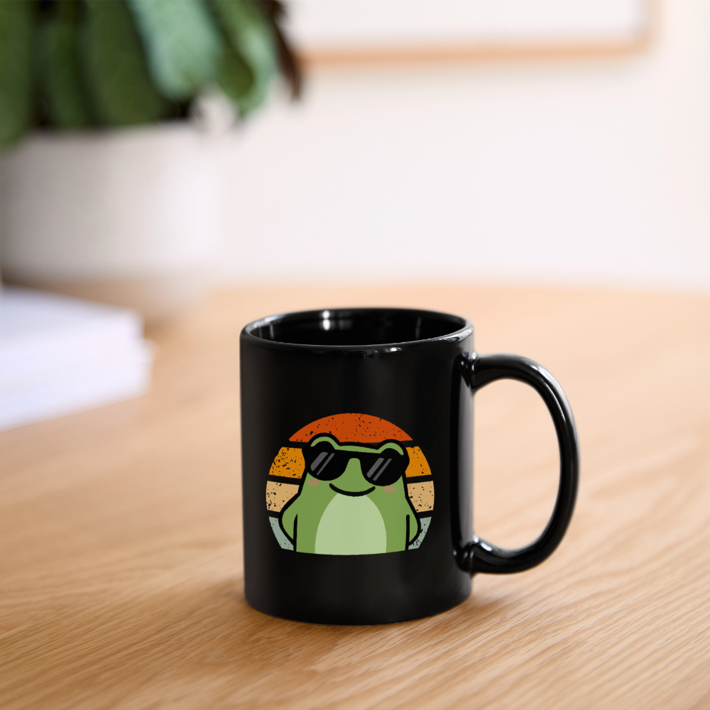 Tasse "Cooler Frosch" (Retro-Stil) - Schwarz