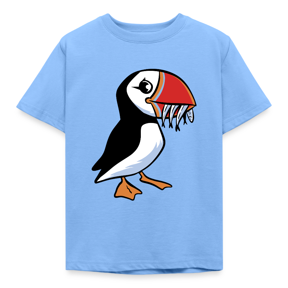 Kinder T-Shirt "Niedlicher Papageientaucher" - Himmelblau