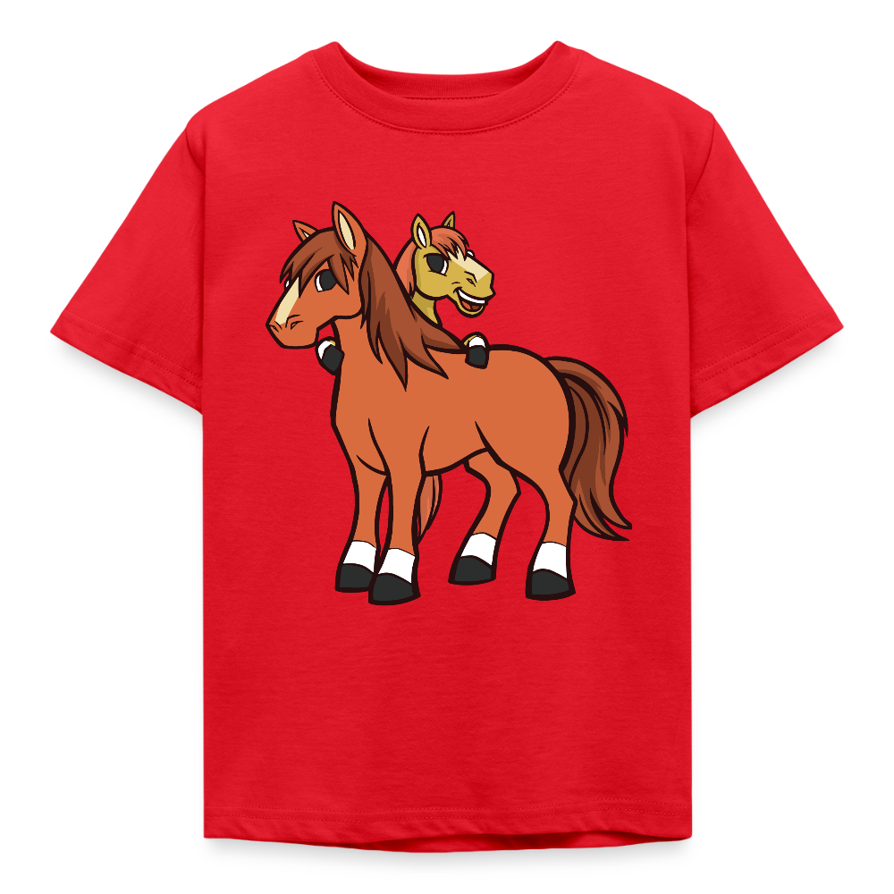 Kinder T-Shirt "Pferde im Cartoon-Stil" - Rot