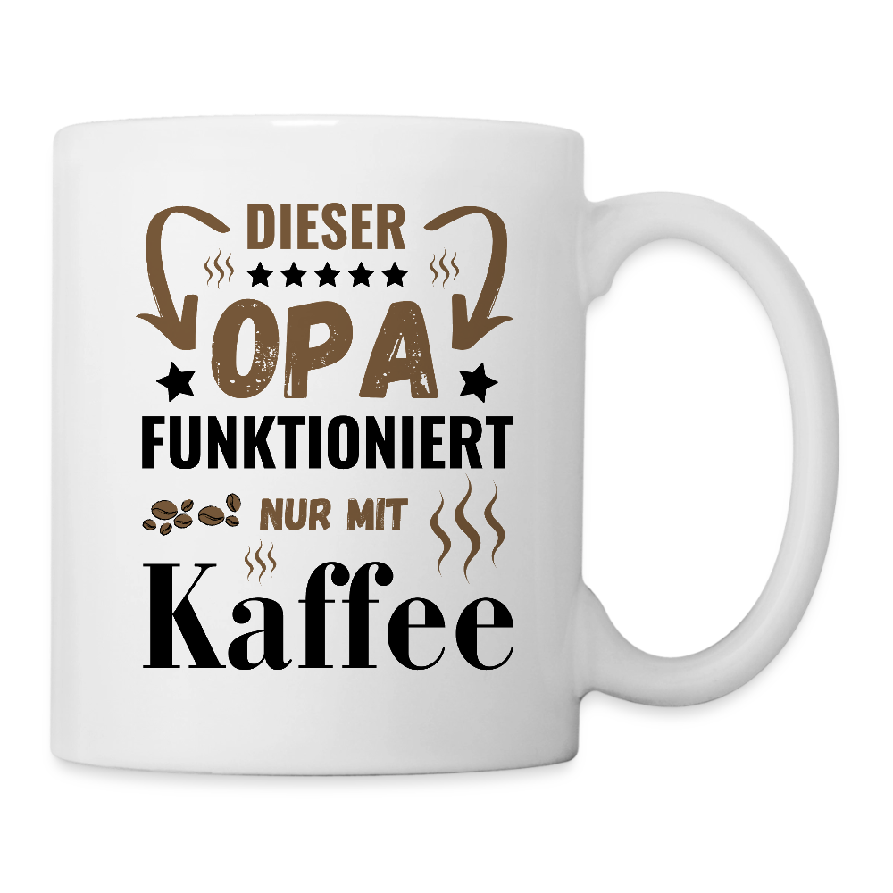 Tasse "Dieser Opa funktioniert nur mit Kaffee" - Weiß