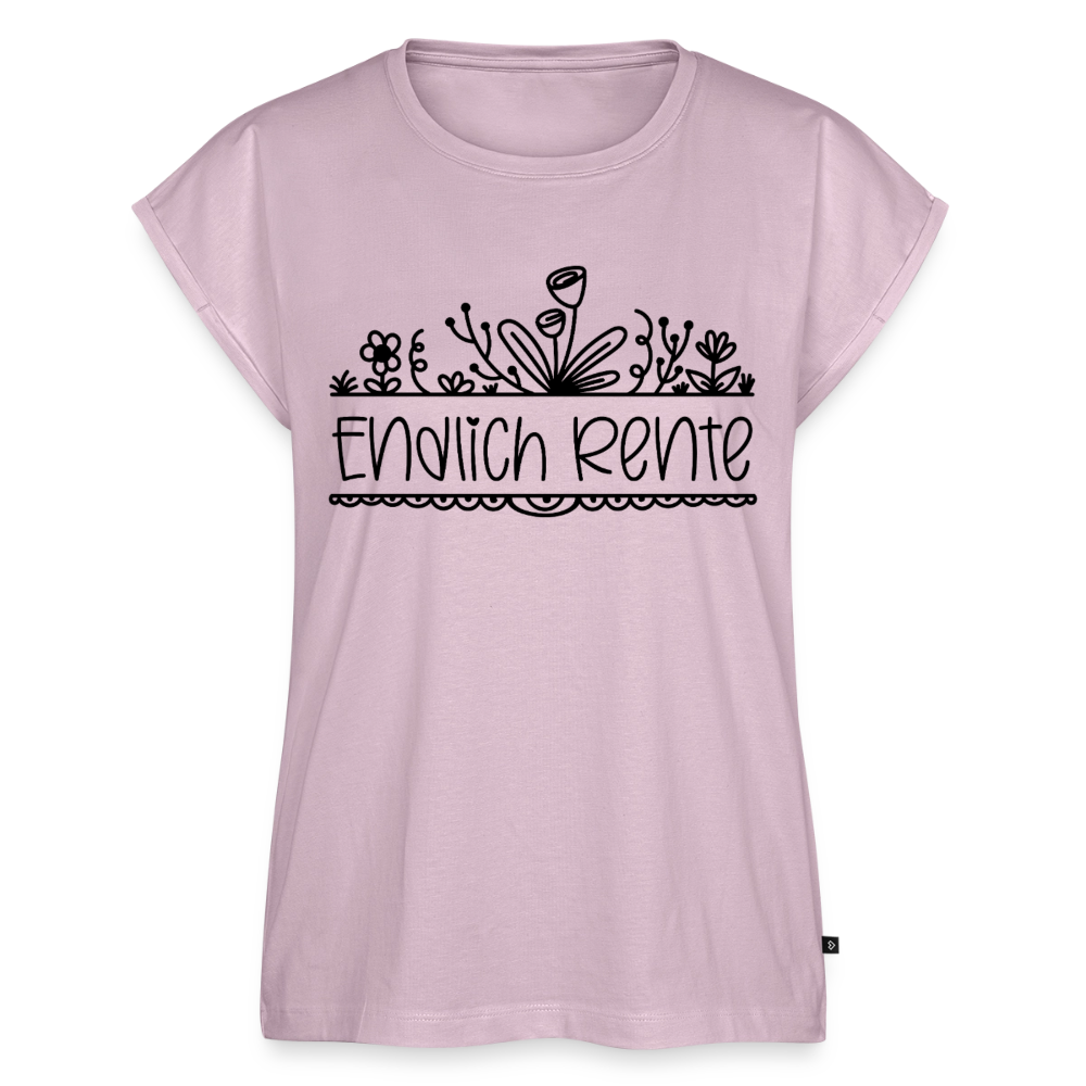 Frauen-T-Shirt "Endlich Rente" (Blumenmotiv) - Altrosa