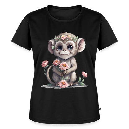 Frauen Bio T-Shirt "Glücklicher Affe" - Schwarz