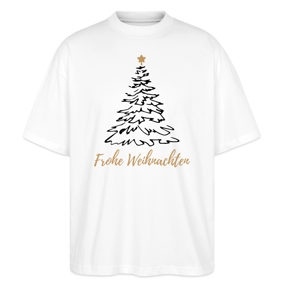 Oversize Bio-T-Shirt "Frohe Weihnachten" (Weihnachtsbaum mit Stern) - Weiß