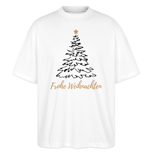 Oversize Bio-T-Shirt "Frohe Weihnachten" (Weihnachtsbaum mit Stern) - Weiß
