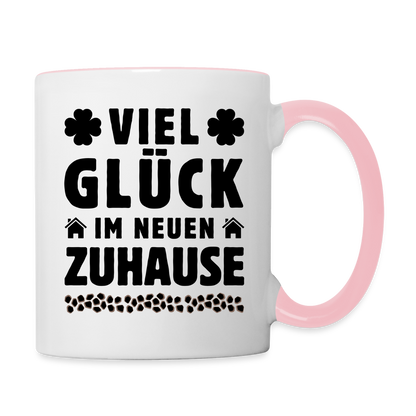 Tasse "Viel Glück im neuen Zuhause" - Weiß/Pink