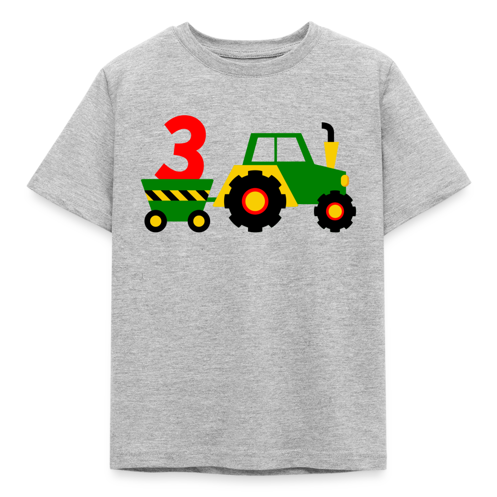 Kinder T-Shirt "3 Jahre" mit Traktor-Motiv - Grau meliert