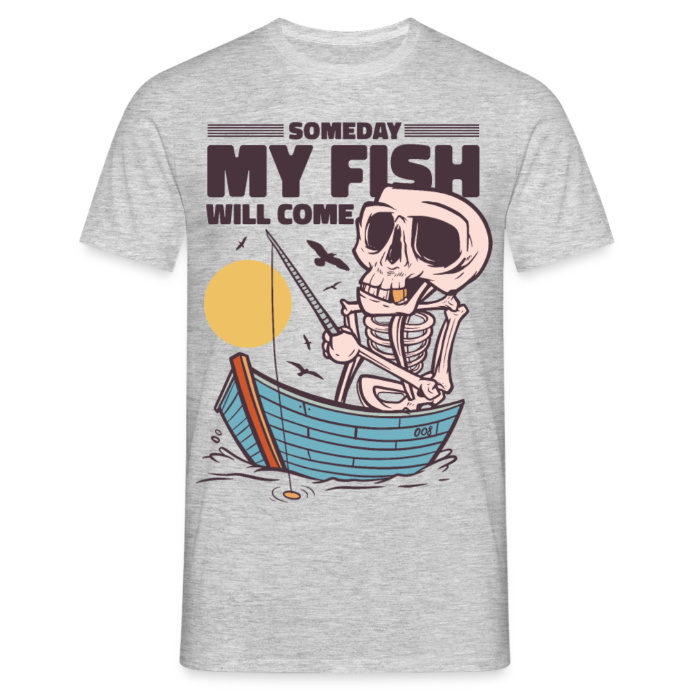 Männer T-Shirt "Someday my fish will come" - Grau meliert