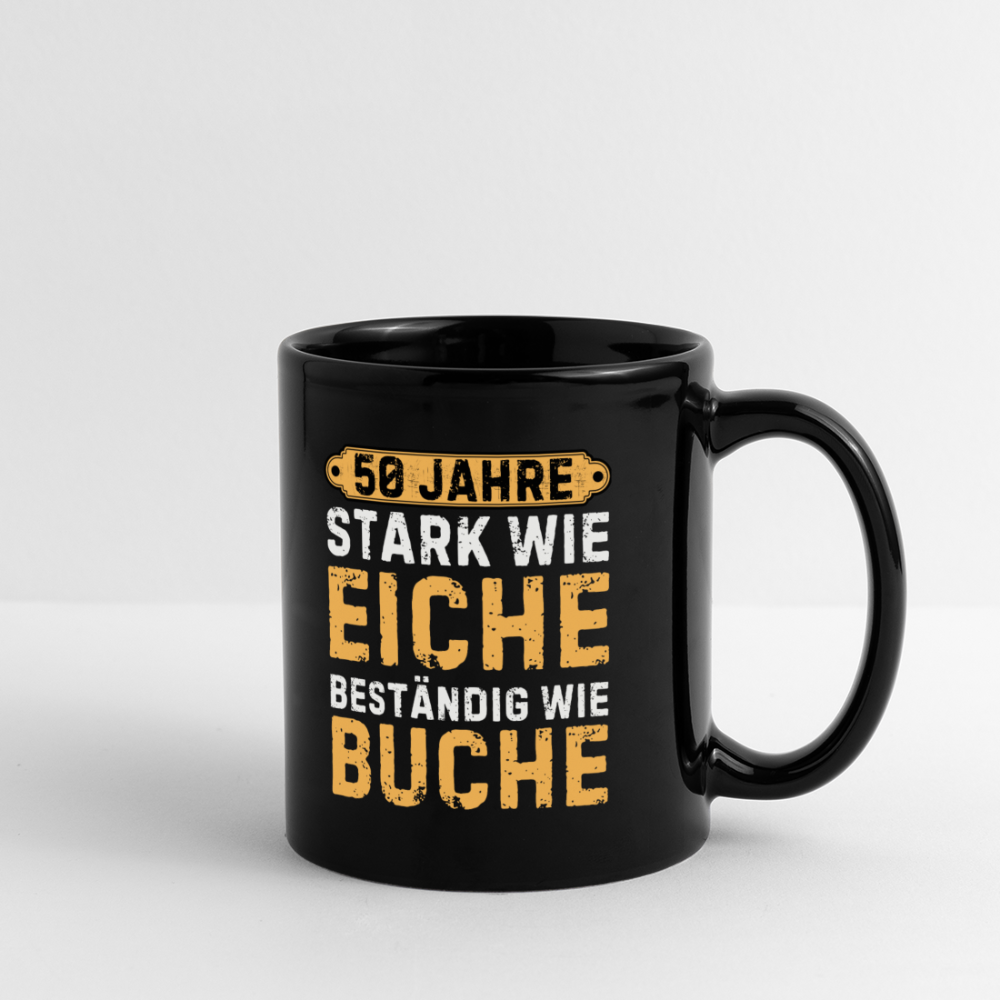 Tasse "50. Geburtstag Holz" - Schwarz