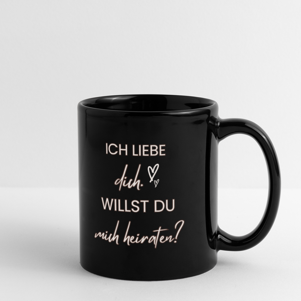 Tasse "Ich liebe dich - Willst du mich heiraten?" - Schwarz