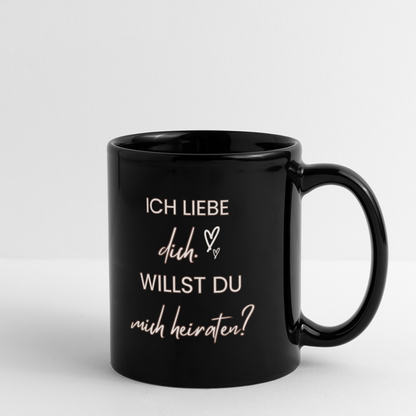 Tasse "Ich liebe dich - Willst du mich heiraten?" - Schwarz