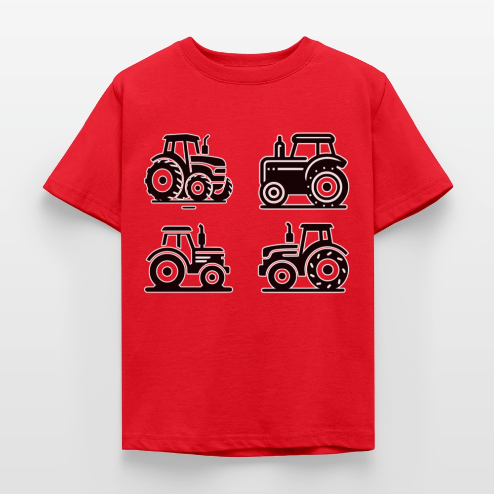 Kinder T-Shirt "4 minimalistische Traktoren" - Rot