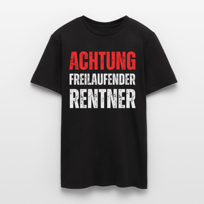 Männer T-Shirt "Achtung freilaufender Rentner" - Schwarz