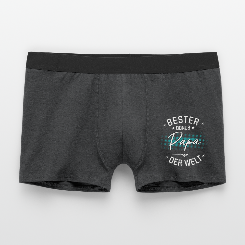 Männer Boxer Shorts "Bester Bonus Papa der Welt" - Anthrazit