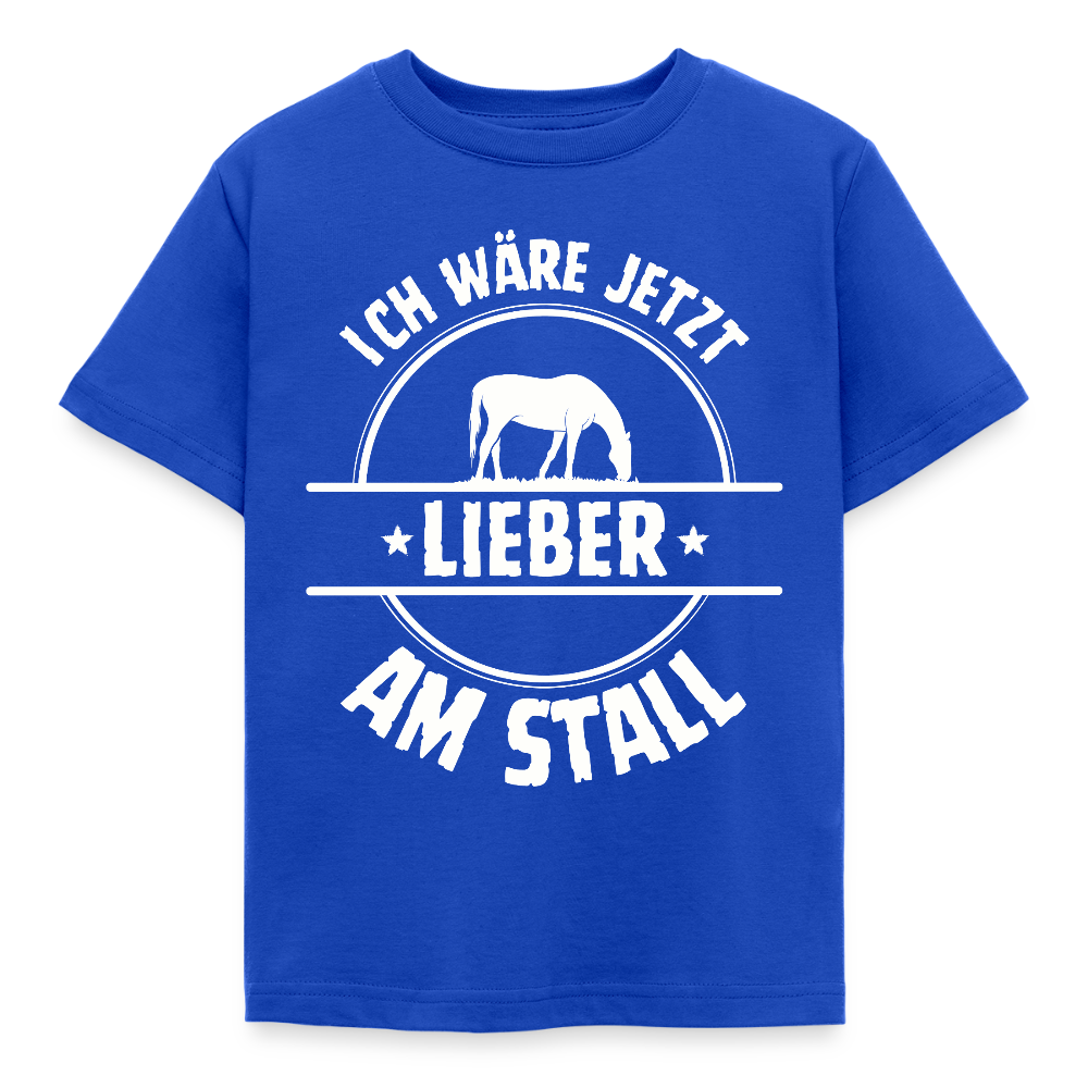 Kinder T-Shirt "Ich wäre jetzt lieber am Stall" - Royalblau