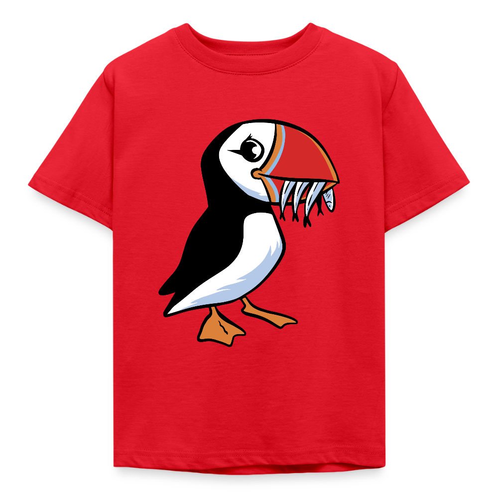 Kinder T-Shirt "Niedlicher Papageientaucher" - Rot