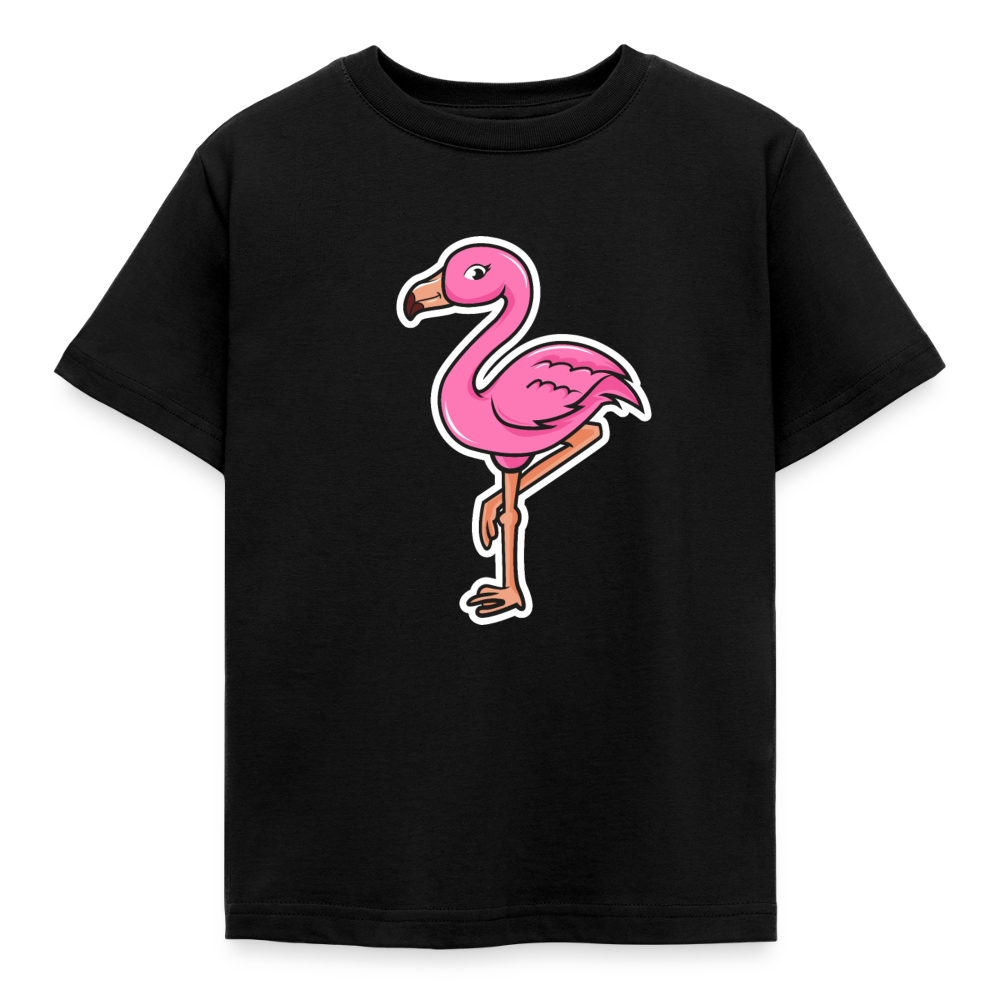 Kinder T-Shirt "Niedlicher Flamingo" - Schwarz