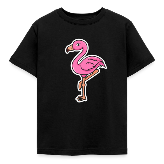 Kinder T-Shirt "Niedlicher Flamingo" - Schwarz