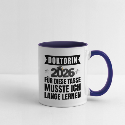 Tasse "Doktorin 2026 - Für diese Tasse musste ich lange lernen" - Weiß/Kobaltblau