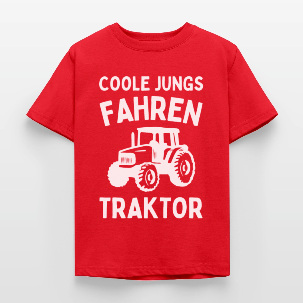 Kinder T-Shirt "Coole Jungs fahren Traktor" - Rot