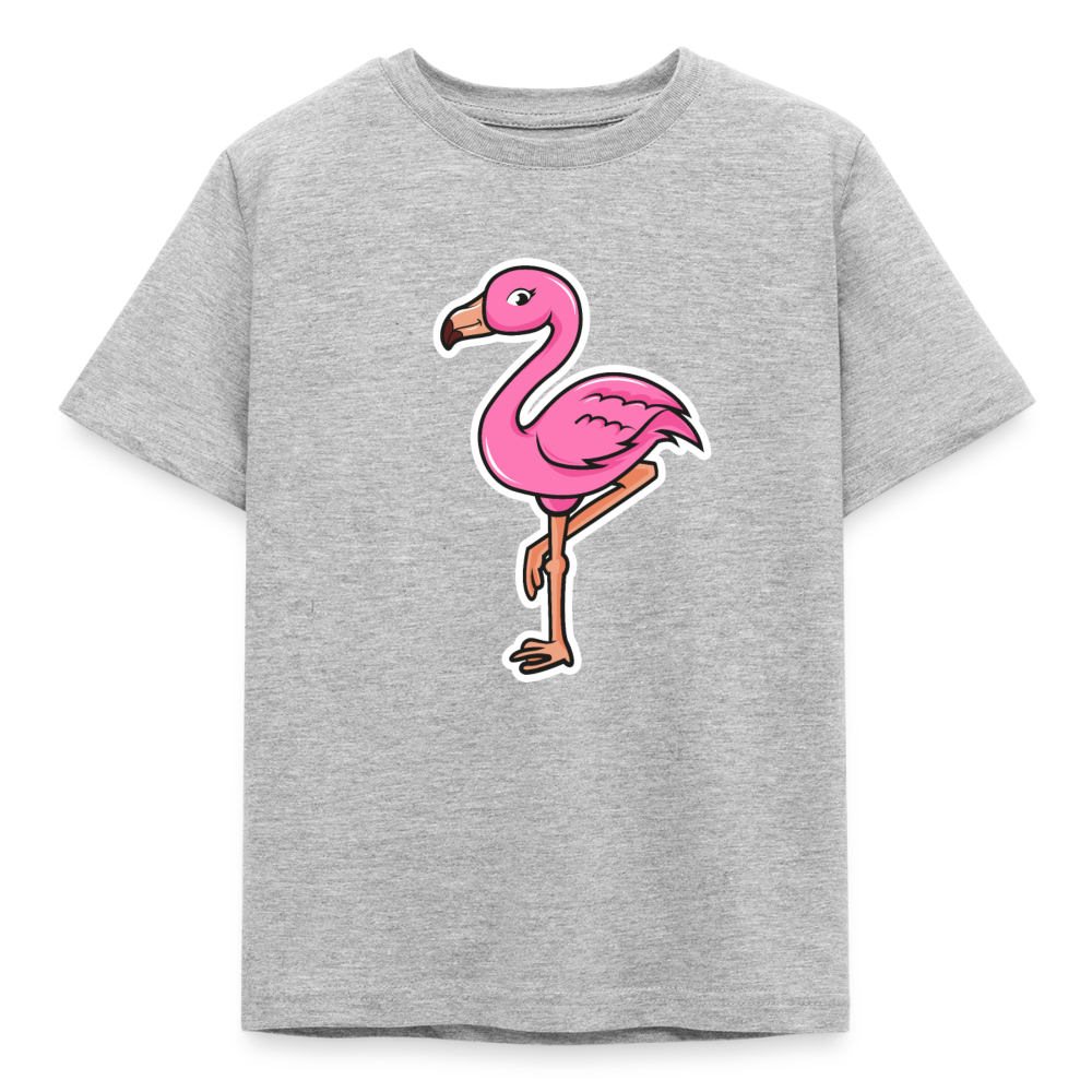 Kinder T-Shirt "Niedlicher Flamingo" - Grau meliert