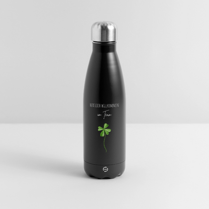Thermosflasche "Herzlich willkommen im Team" (minimalistisch) - Schwarz