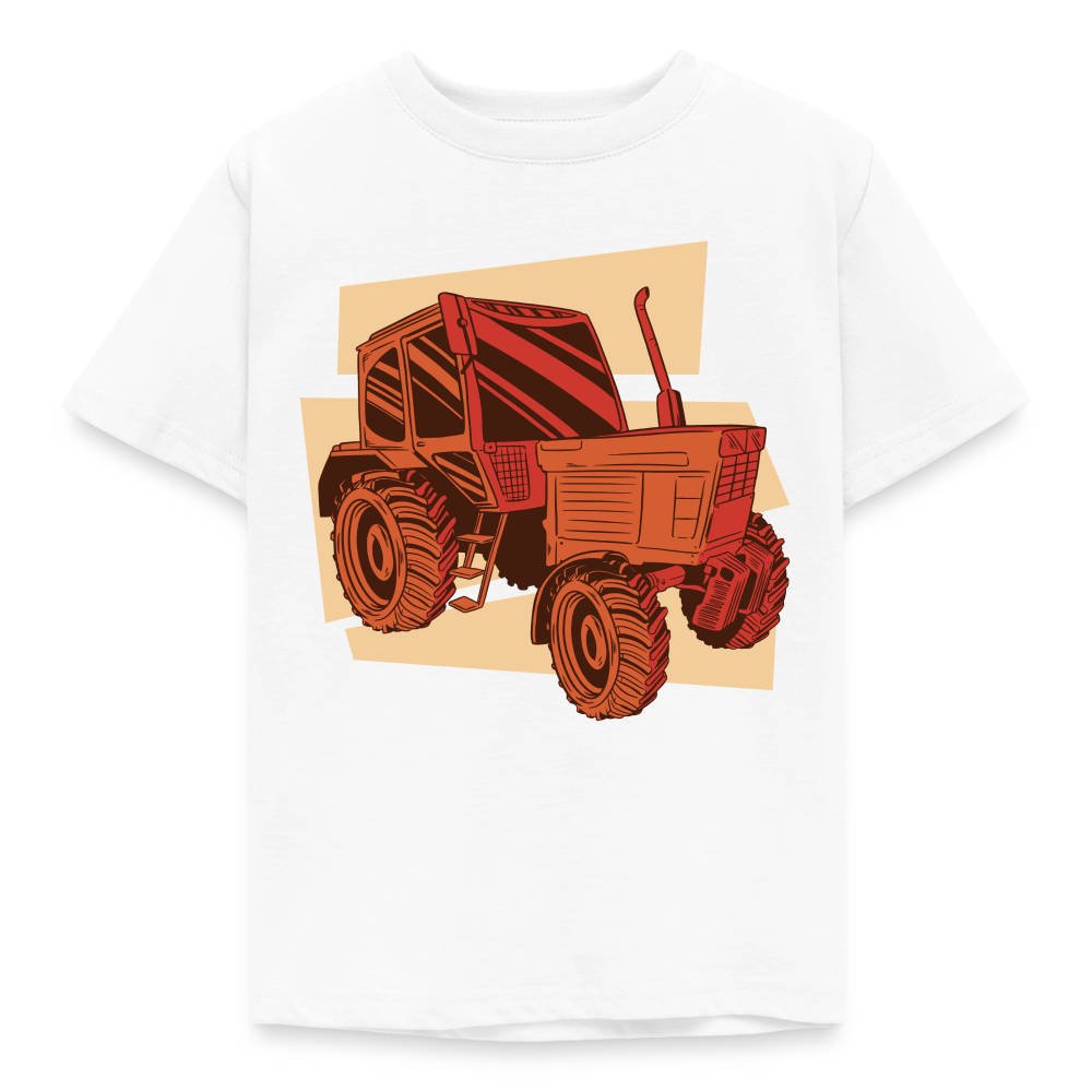 Kinder T-Shirt "Cooler roter Traktor" - Weiß