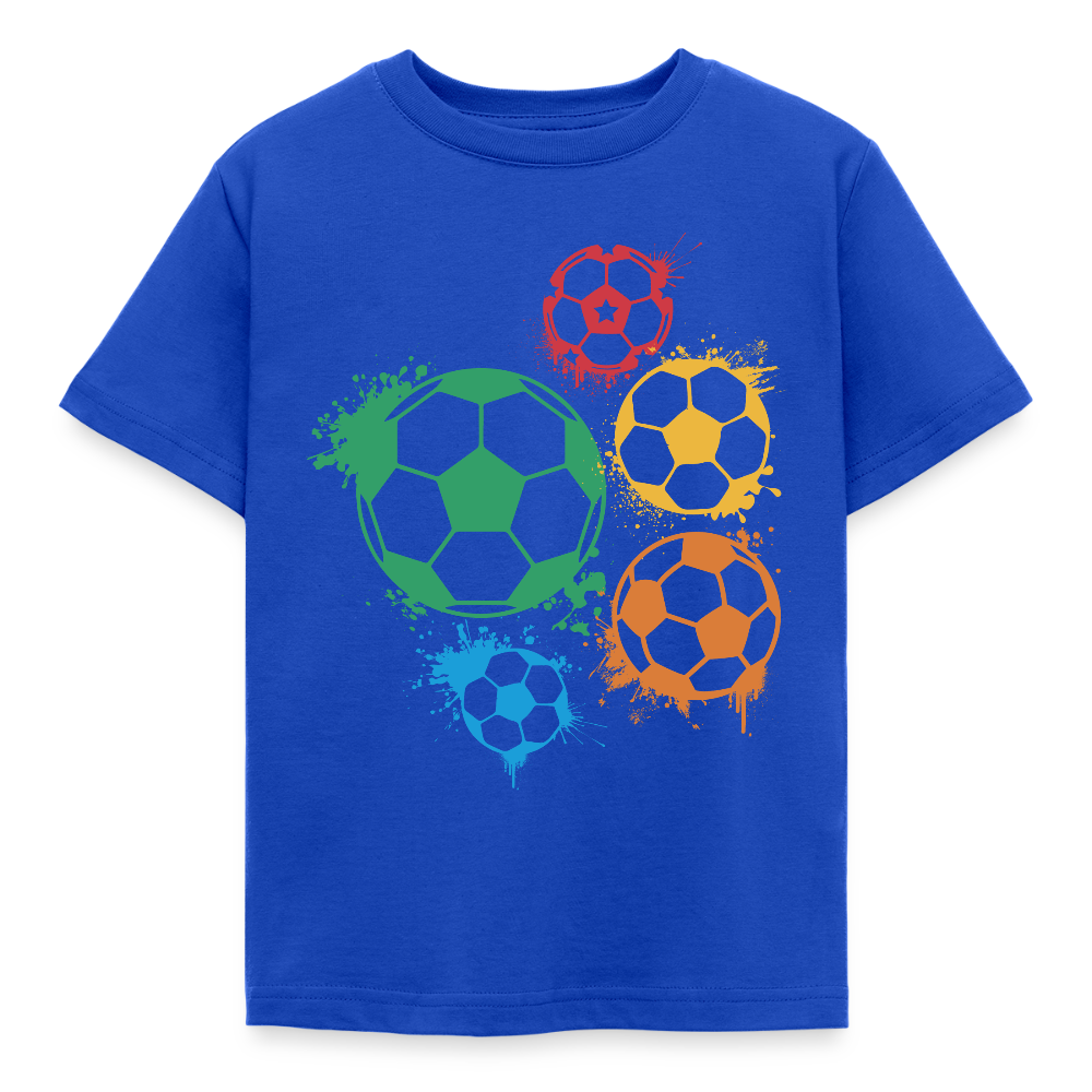 Kinder T-Shirt "Mehrere Fußbälle" - Royalblau
