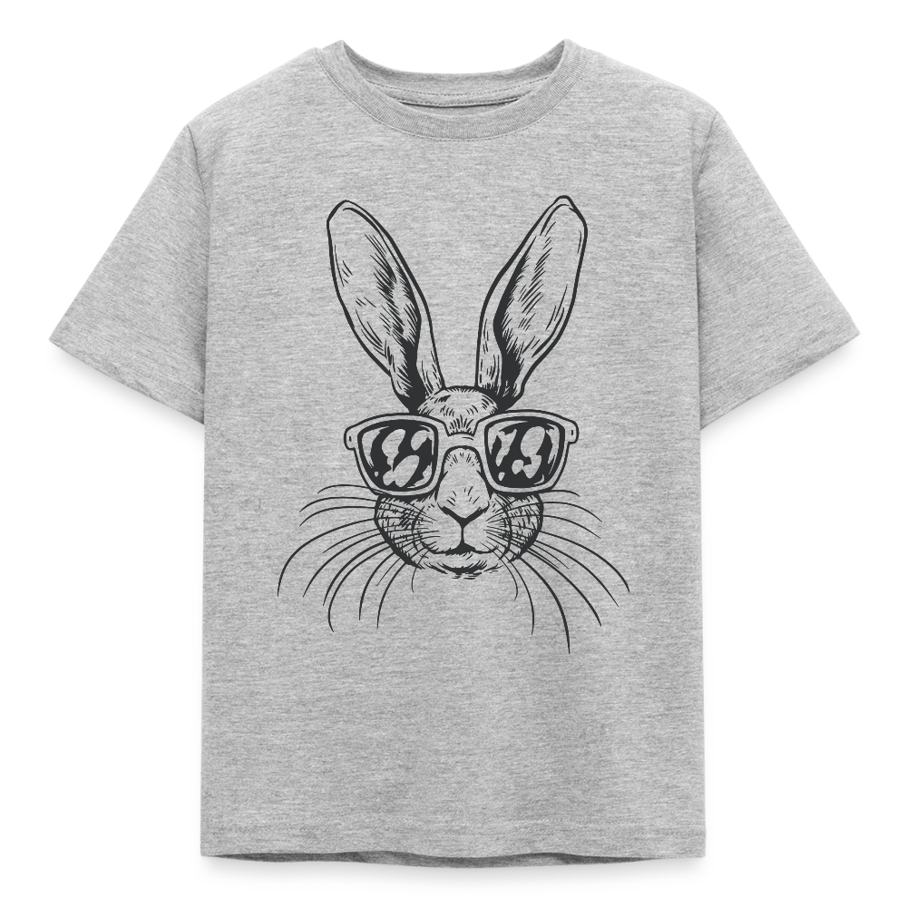 Kinder T-Shirt "Cooler Hase mit Sonnenbrille" - Grau meliert