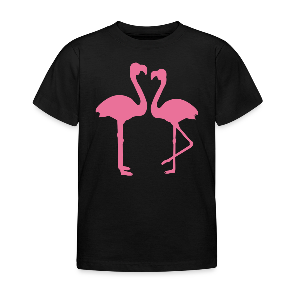 Kinder T-Shirt "2 Flamingos" - Schwarz