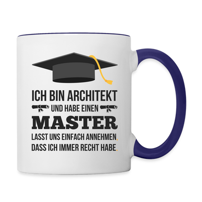 Tasse "Ich werde Architekt und habe einen Master" - Weiß/Kobaltblau