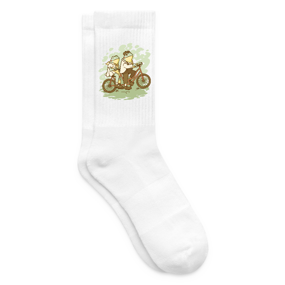 Tennissocken "Fahrrad Frösche" - Weiß